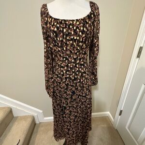 LOFT Multicolor Floral Long Sleeve Dress